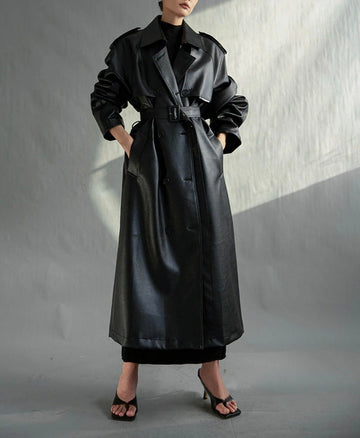 VINTAGE LEATHER TRENCH COAT